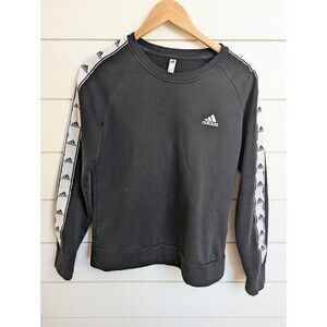 Adidas Black Logo Tape Crewneck Sweatshirt M Retro Y2K Streetwear Gorpcore